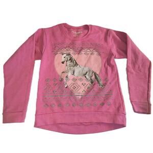 Hanes Girls EcoSmart Graphic Crewneck Sweatshirt Unicorn Causal Pink Size M G001